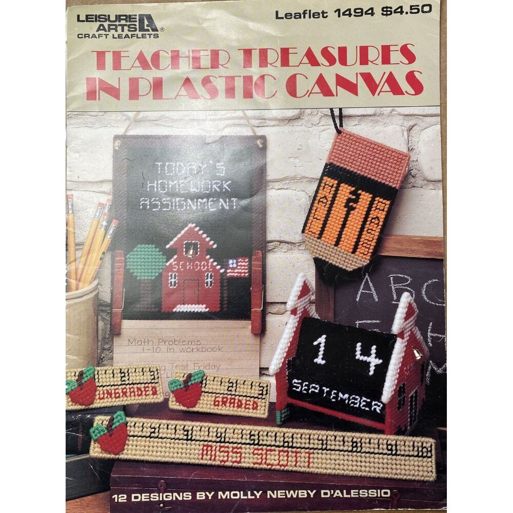 Leisure Arts TEACHER TREASURES PLASTIC CANVAS 1494 Leaflet 12 Designs School